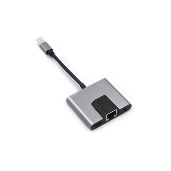 أدابتر Lightning إلى مخرج صوت 3.5mm + إيثرنت + شحن سريع