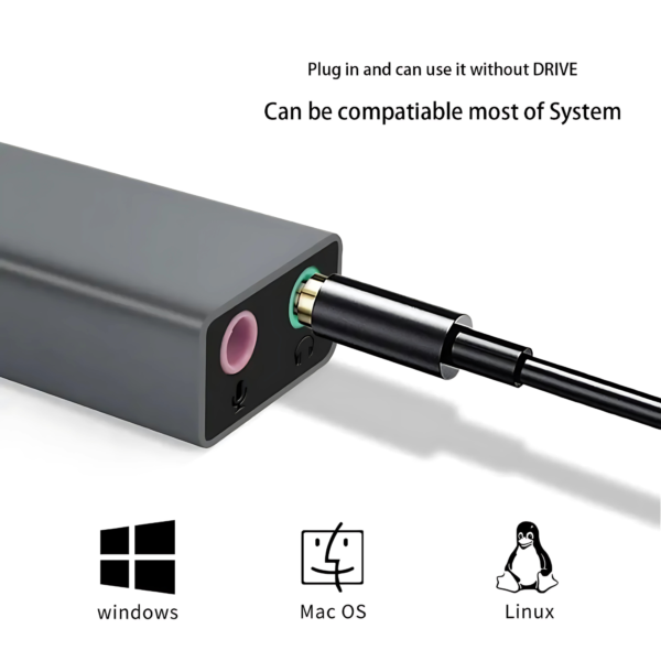 محول USB-A إلى كرت صوت 3.5mm