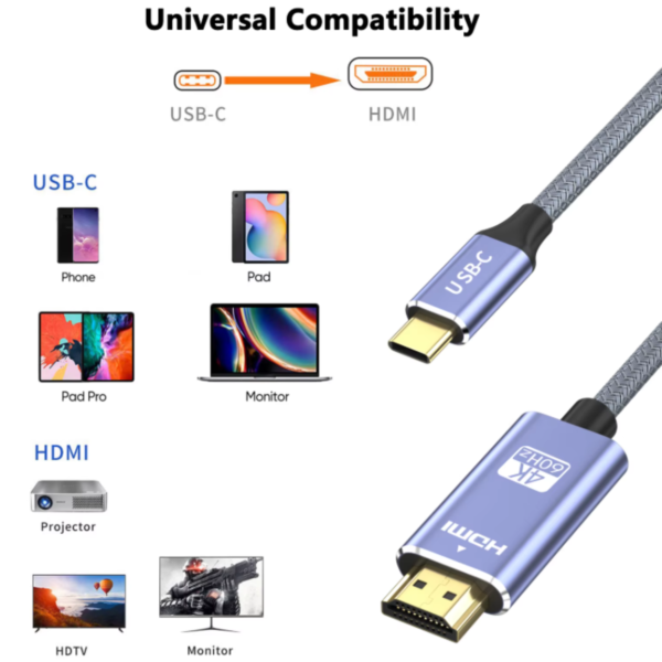كيبل تايبسي إلى HDMI بدقة 4K 60 Hz