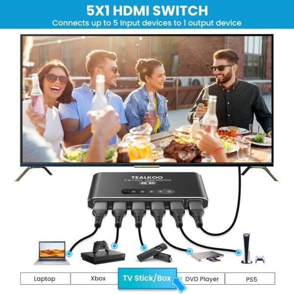 سويج TealKoo HDMI Switch 5 in 1 Out