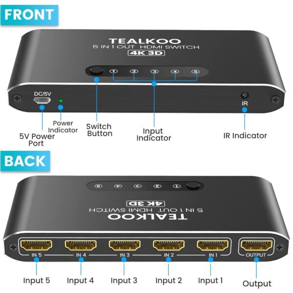 سويج TealKoo HDMI Switch 5 in 1 Out