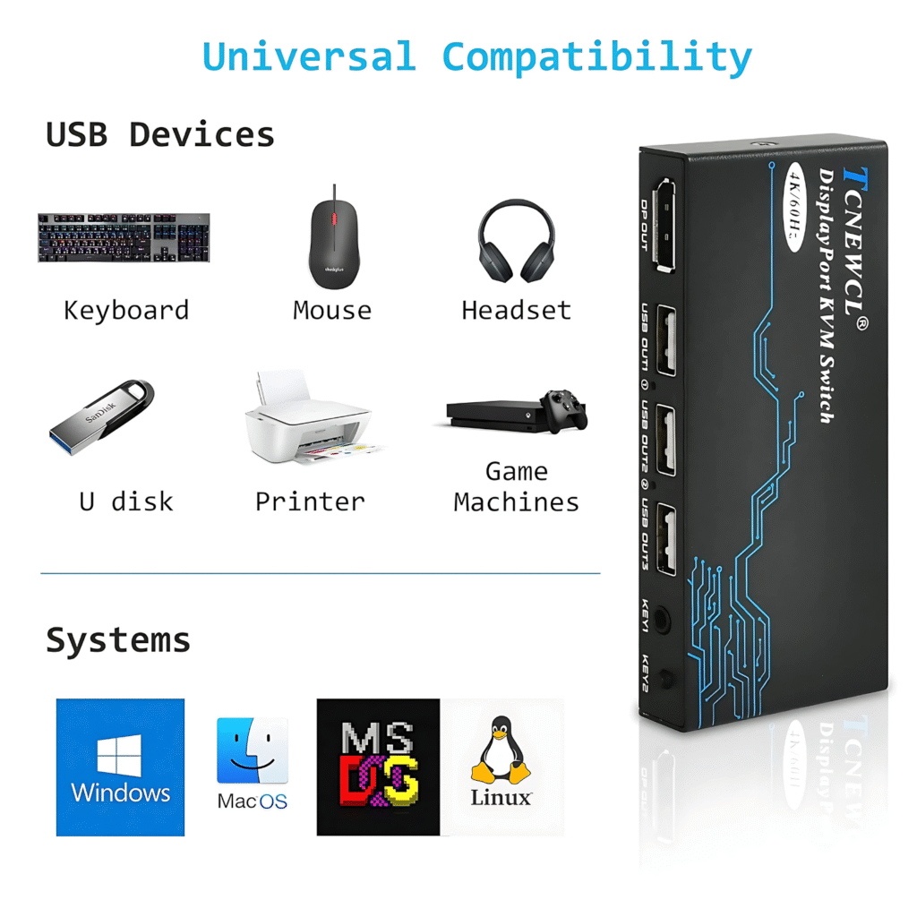 جهاز TCNEWCL – KVM بمنفذي DisplayPort