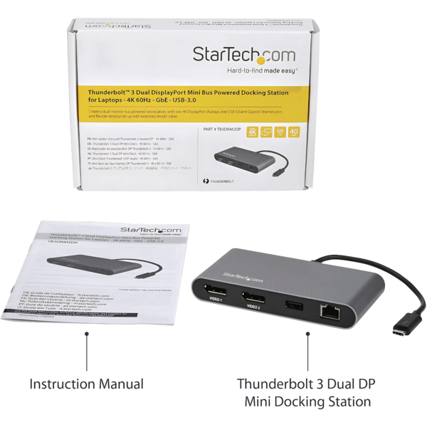 أدابتر StarTech Thunderbolt 3 بشاشة مزدوجة 4K