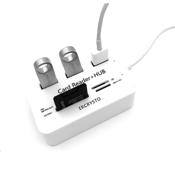 قارئ الكروت مع موزع USB 3 منافذ ( كارد ريدر )