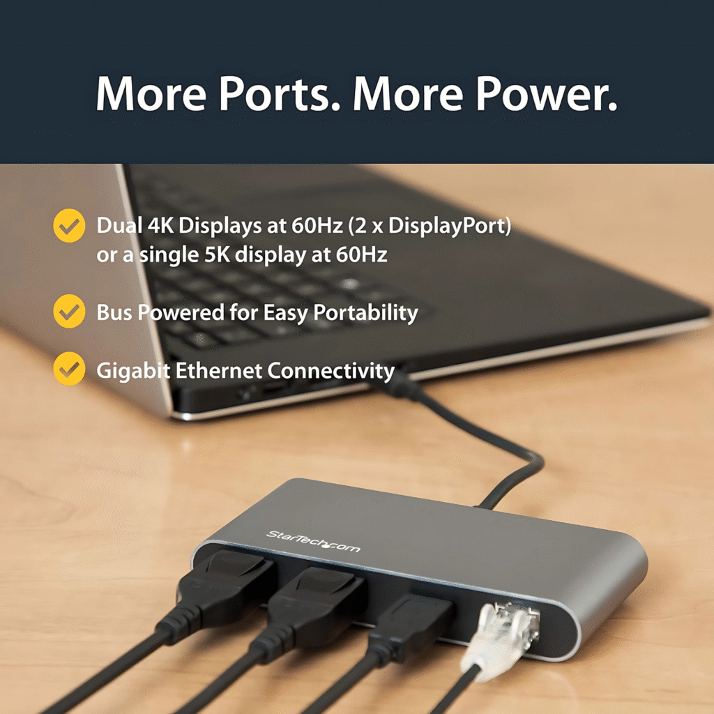 أدابتر StarTech Thunderbolt 3 بشاشة مزدوجة 4K
