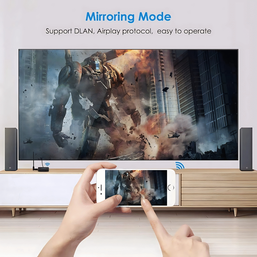 حوّل أي شاشة عادية إلى شاشة ذكية بدون برامج أو تعقيدات! بث مباشر من الهاتف إلى التلفاز أو البروجكتر بجودة عالية وسرعة فائقة.