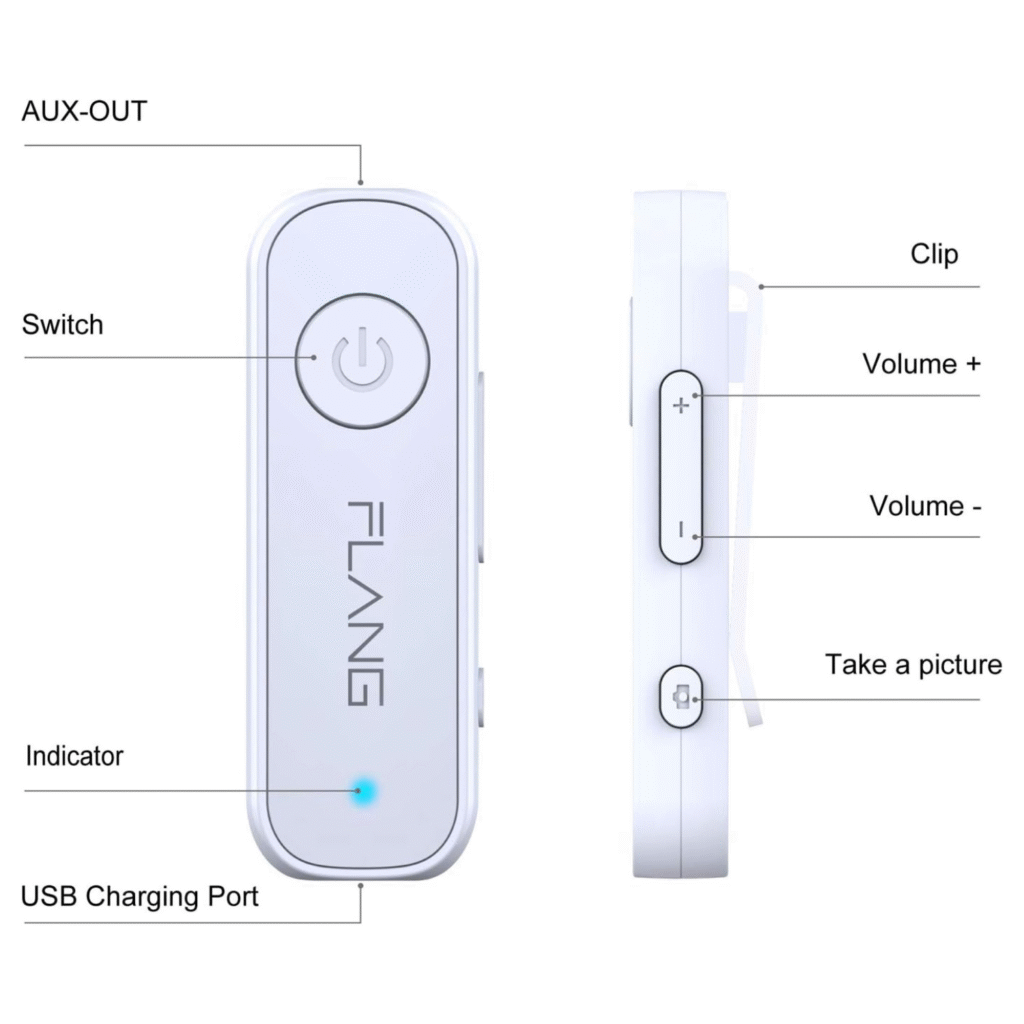مستقبل بلوتوث لاسلكي مع ميكروفون ويدعم المكالمات بدون استخدام اليدين FLANG GS1 