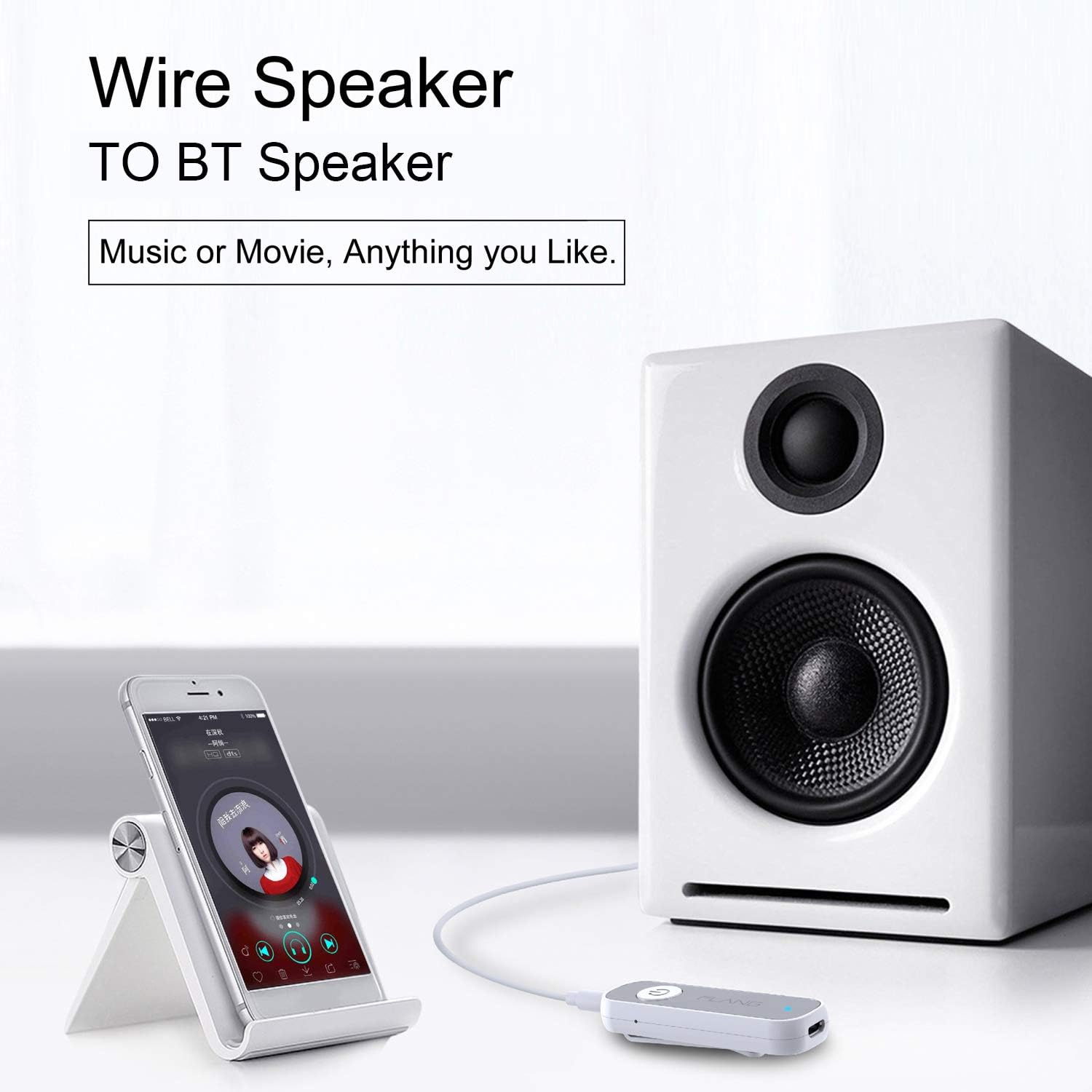 مستقبل بلوتوث لاسلكي مع ميكروفون ويدعم المكالمات بدون استخدام اليدين FLANG GS1