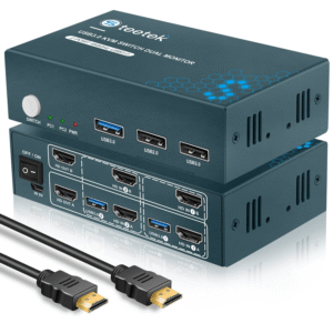 محوّل Steetek USB3.0 KVM لشاشتين – بدقة 4K وبمنفذي USB 3.0