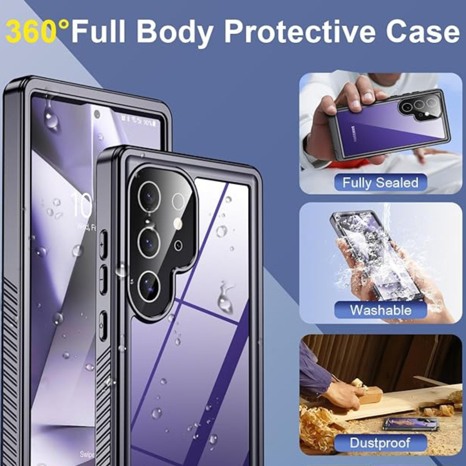 غطاء Beeasy المقاوم للماء والصدمات لهاتف Samsung Galaxy S24 Ultra (6.8 إنش)