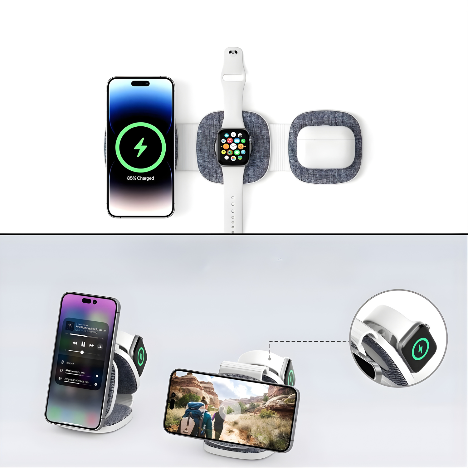 شاحن لاسلكي 3 في 1 Foldable Magnetic