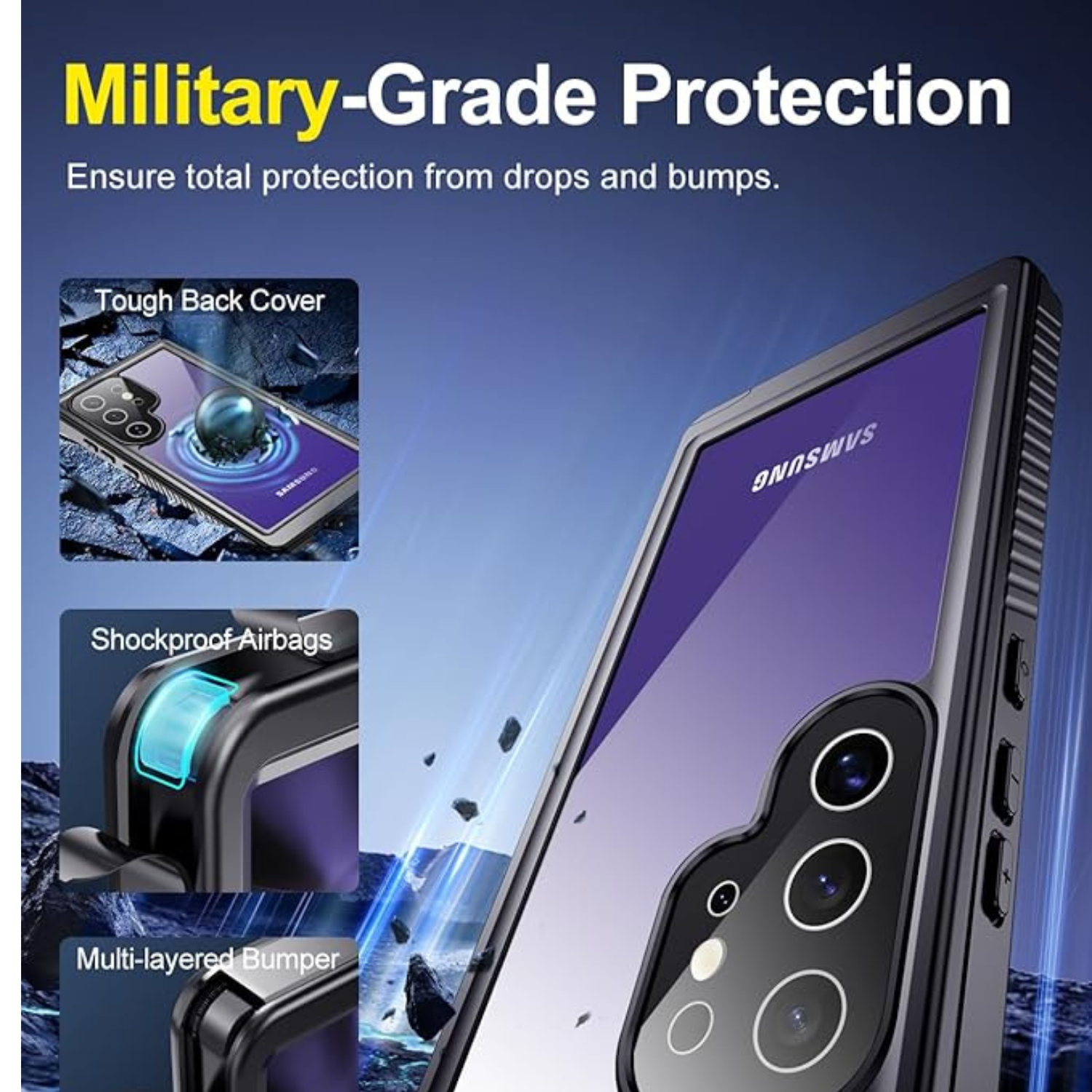 غطاء Beeasy المقاوم للماء والصدمات لهاتف Samsung Galaxy S24 Ultra (6.8 إنش)