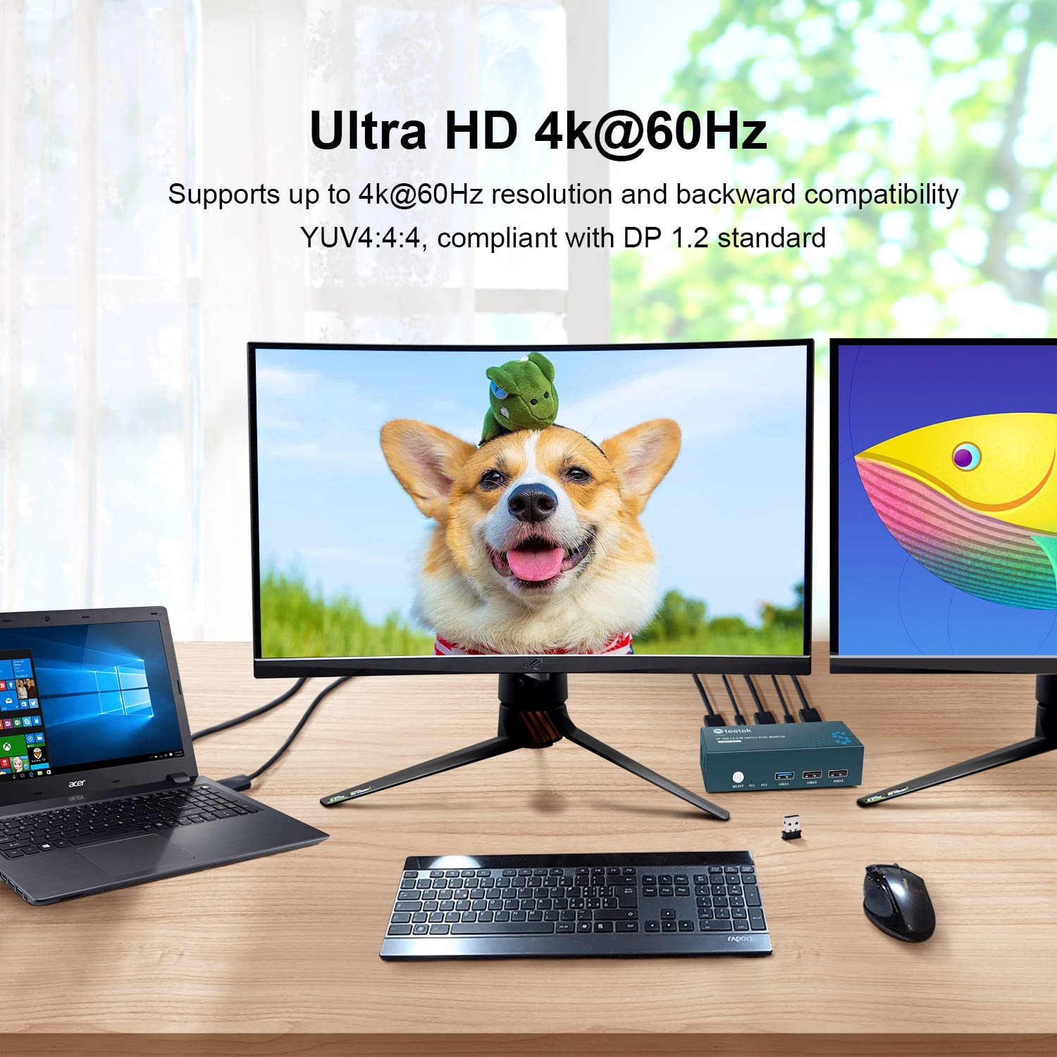 محوّل Steetek USB 3.0 KVM Switch Dual Monitor DisplayPort - الصورة 4