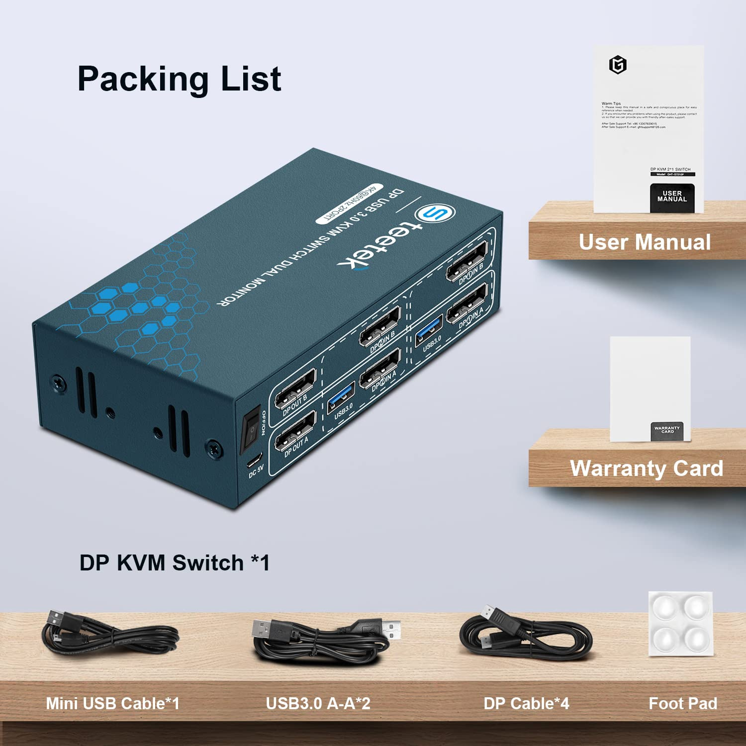 محوّل Steetek USB 3.0 KVM Switch Dual Monitor DisplayPort