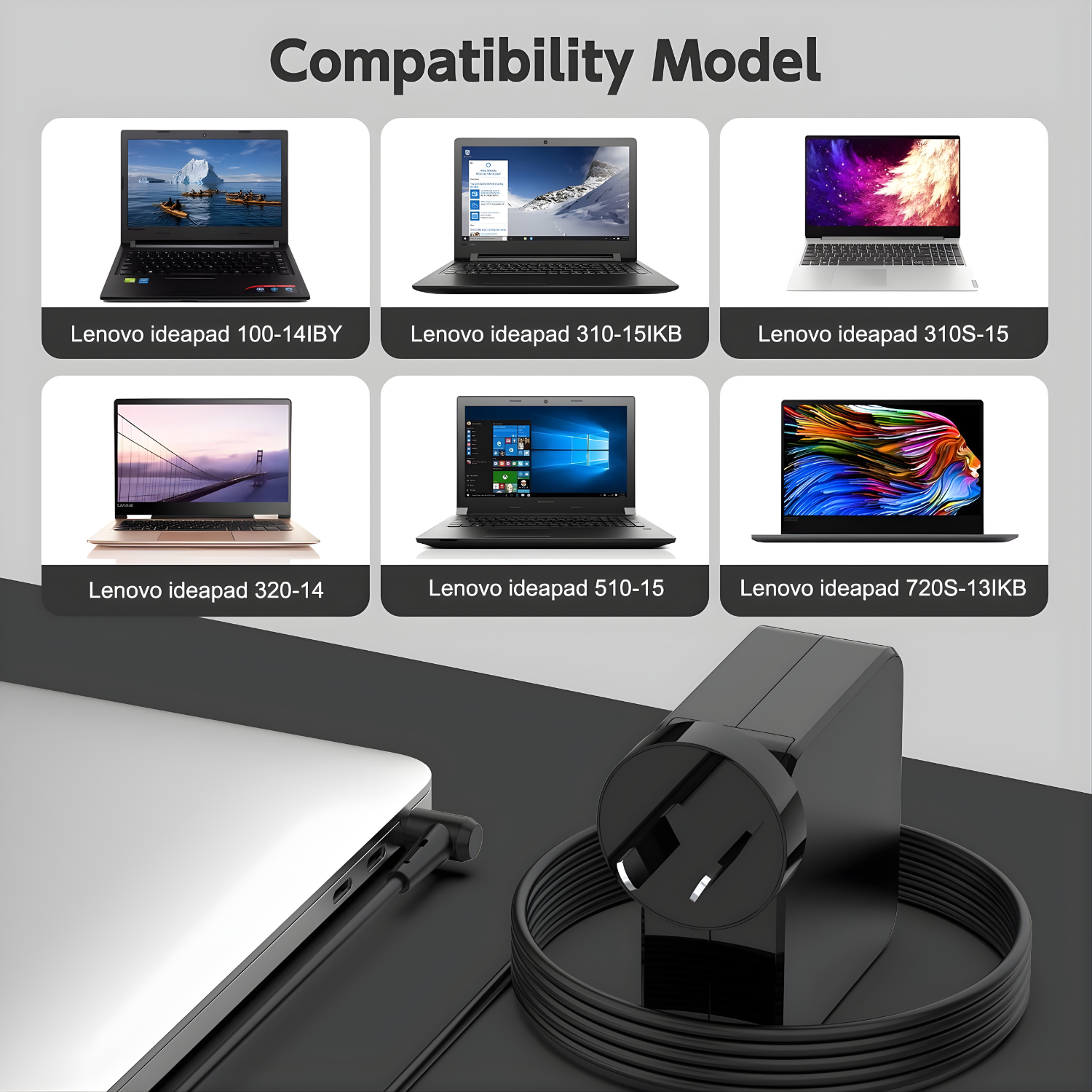 شاحن لابتوب أصلي 20V 3.25A 65W – متوافق مع Lenovo Ideapad & Yoga