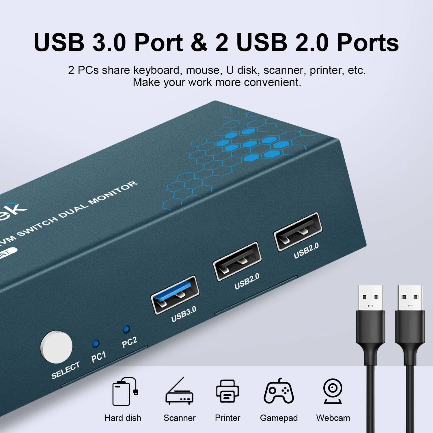 محوّل Steetek USB 3.0 KVM Switch Dual Monitor DisplayPort - الصورة 7