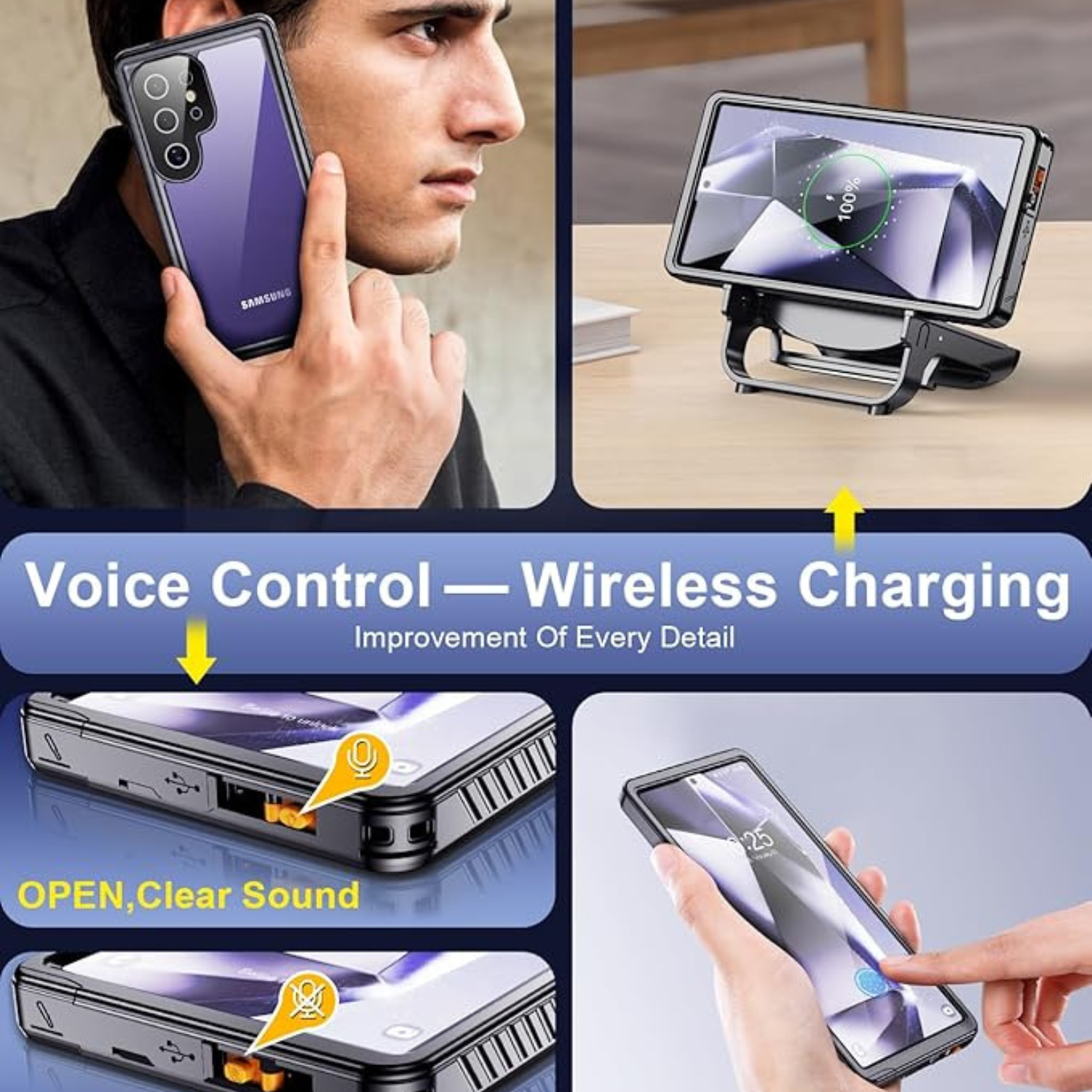 غطاء Beeasy المقاوم للماء والصدمات لهاتف Samsung Galaxy S24 Ultra (6.8 إنش)