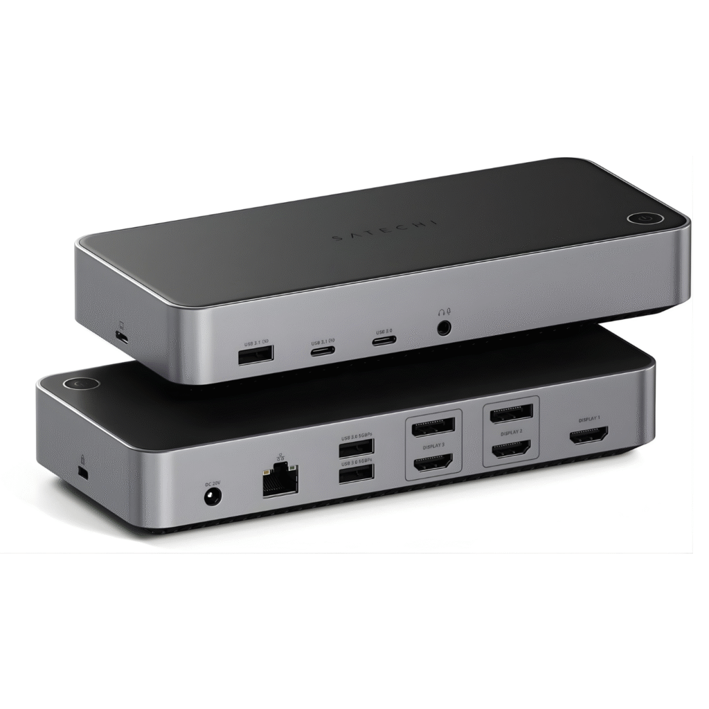 SATECHI Triple 4K Docking Station – قاعدة توسعة 13×1 لدعم ثلاث شاشات 4K مع 100W PD