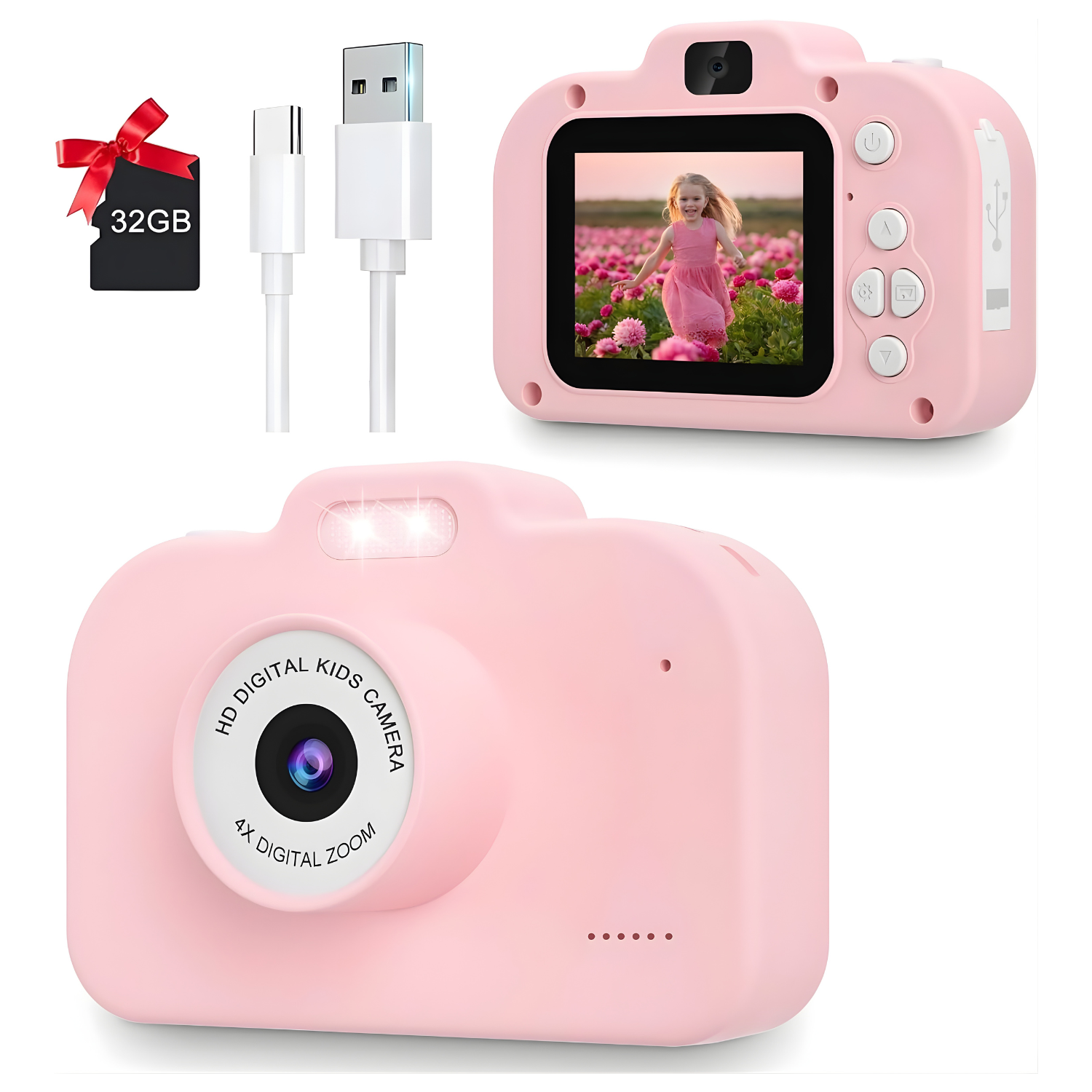 كاميرا أطفال رقمية مع ذاكرة 32GB – شاشة 2 إنش، تصوير 1080P، عدستين، USB-C، ألعاب مدمجة وتأثيرات ممتعة