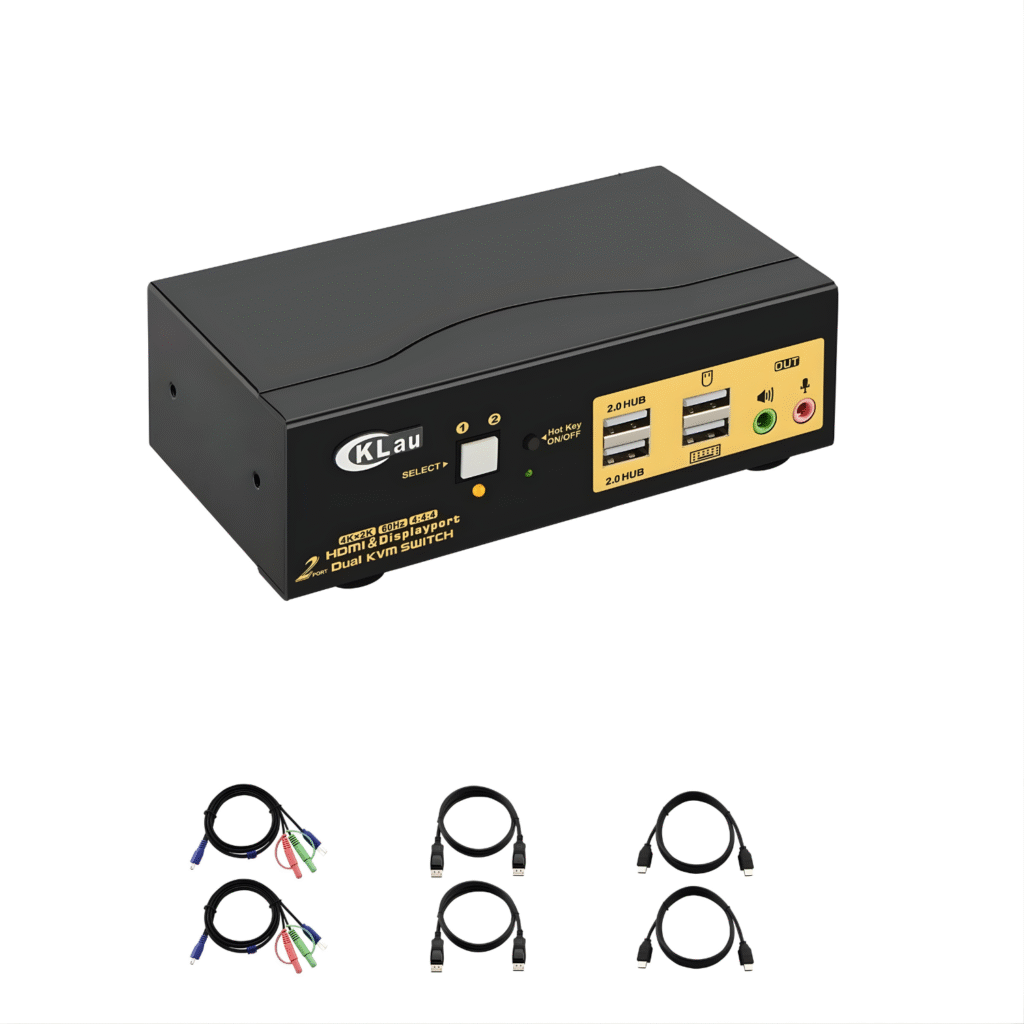 CKLau KVM Switcher 4K@60Hz – تحكم بجهازين على شاشتين بكل سهولة