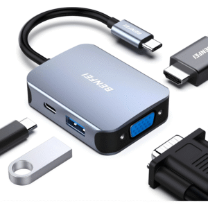 BENFEI USB-C Hub 4 في 1  محوّل USB-C إلى HDMI + VGA + USB + طاقة PD