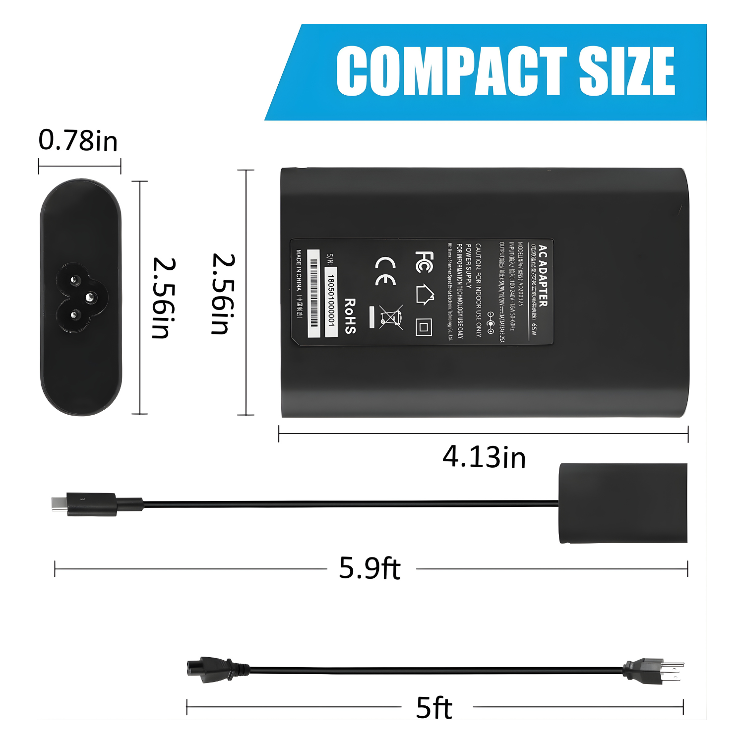 شاحن Dell Type-C أصلي بقوة 65W – سريع وآمن