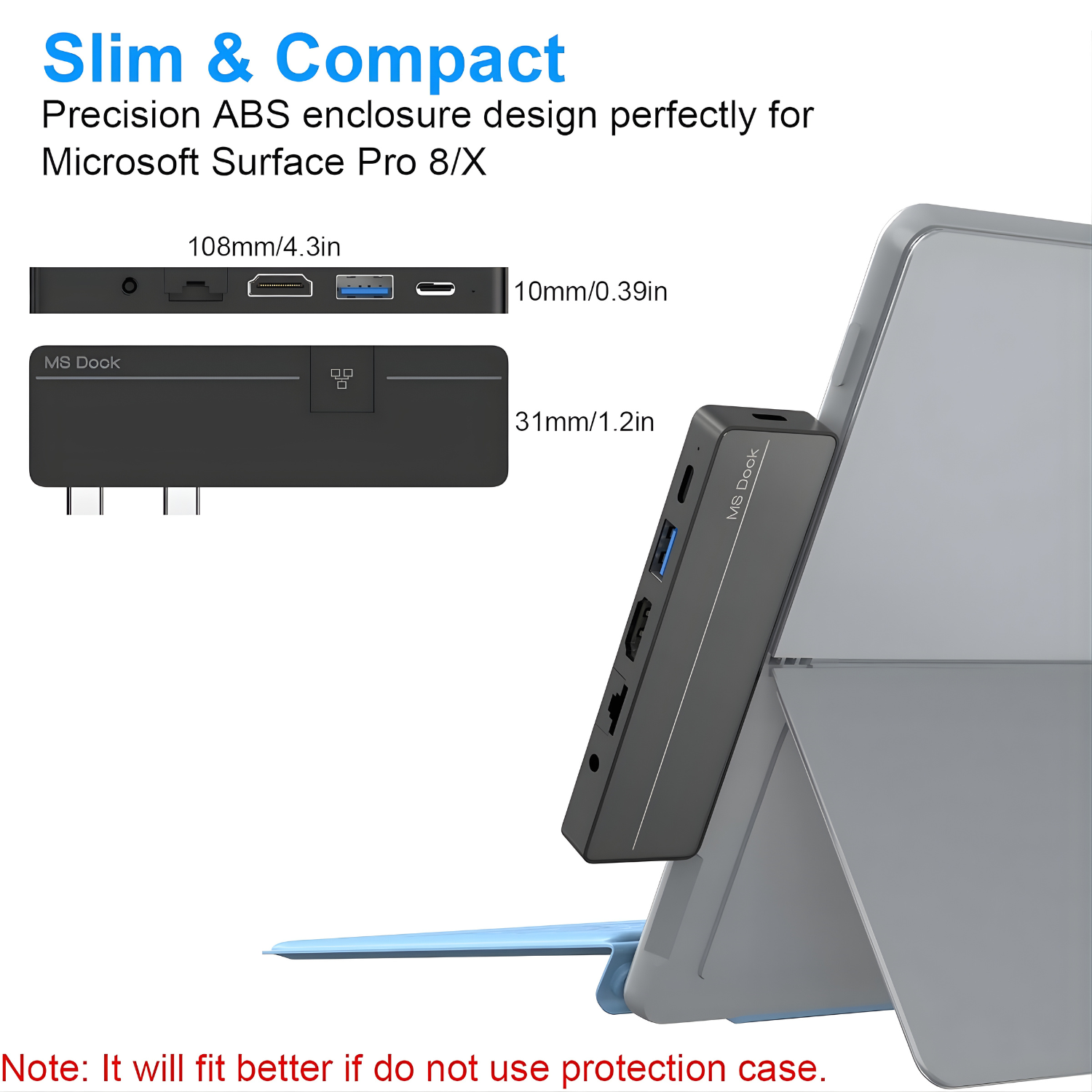 محطة توصيل Rocketek 8 في 1 لجهاز Microsoft Surface Pro 8 / Pro 9 / Pro X