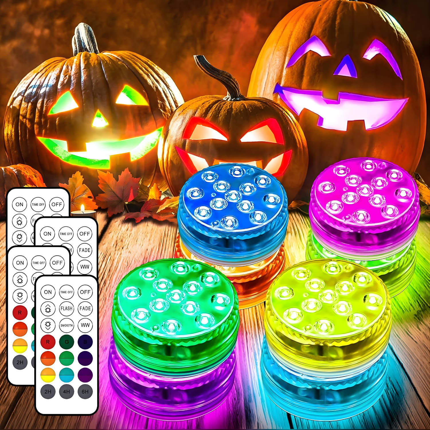 LOFTEK – إضاءة LED غاطسة للمسابح مع ريموت، مغناطيس وسكشن، 16 لون متغيّر – 13 LED قوية | طقم 8 قطع