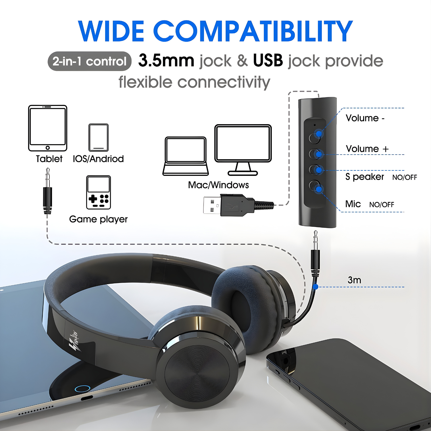 سماعة Venker USB مع مايك — عزل ضوضاء وصوت نقي للعمل والدراسة