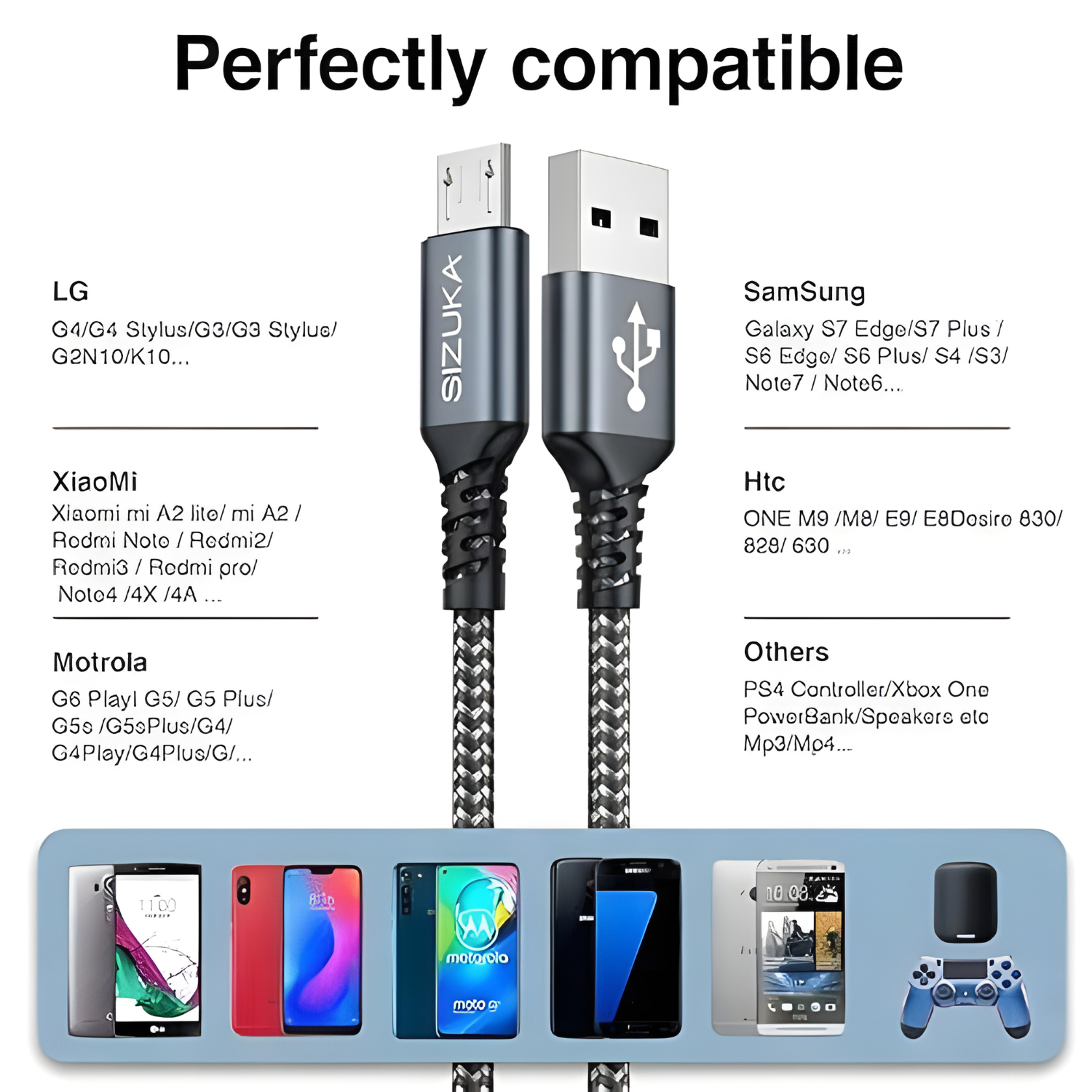 كابل SIZUKA Micro USB – بطول 2 متر (6.6 قدم)