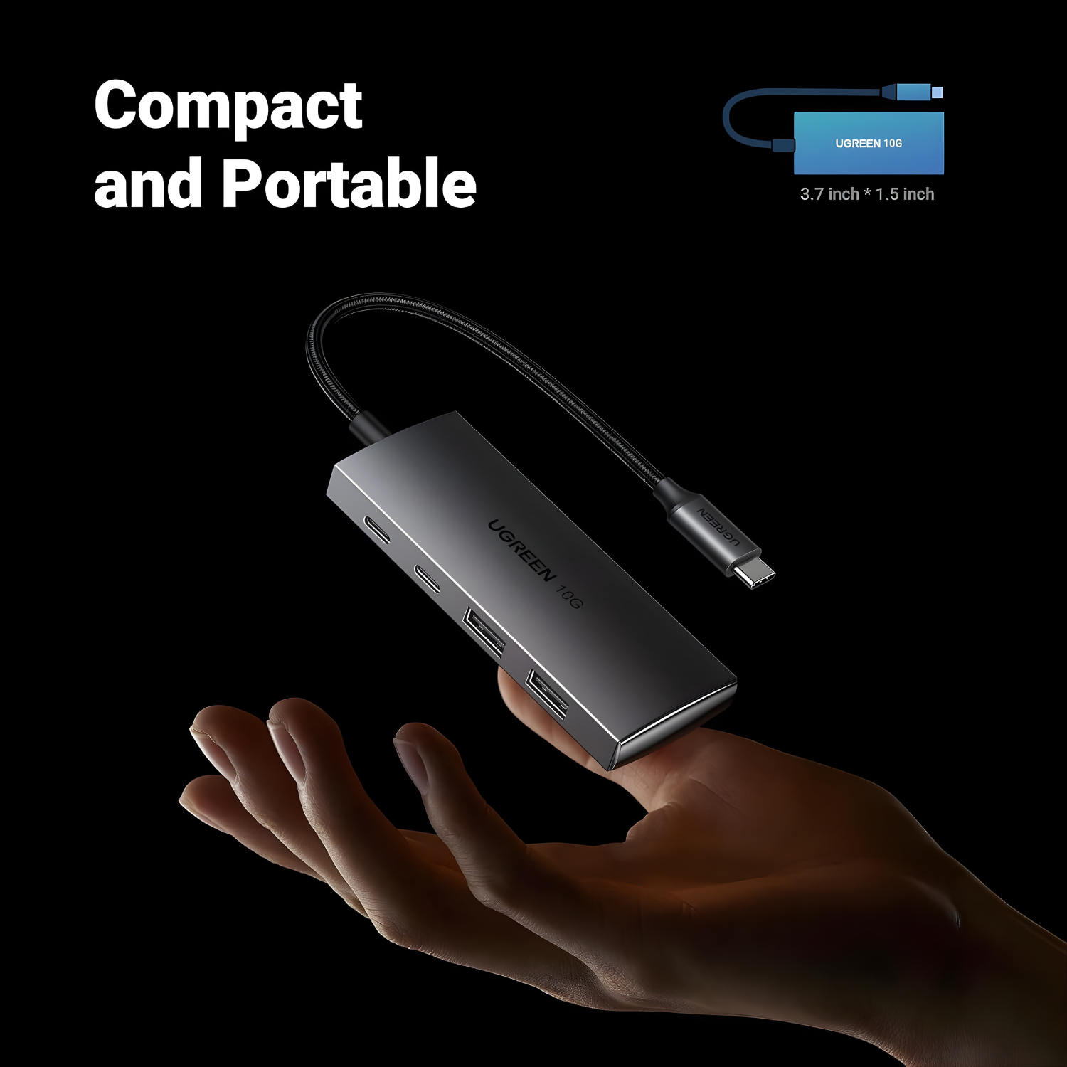 موزّع المنافذ UGREEN USB-C Hub بسرعة 10Gbps (4 منافذ – 2 USB-C + 2 USB-A)