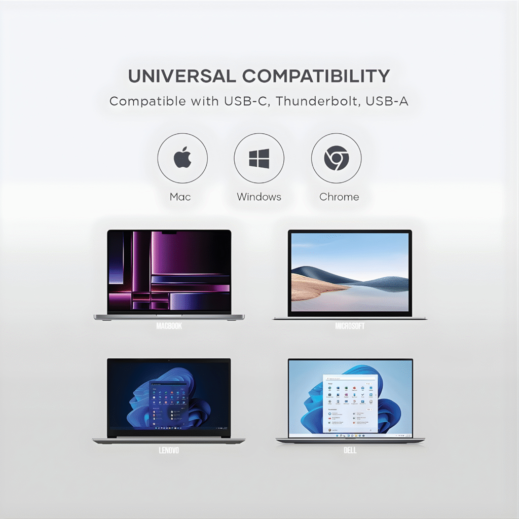 SATECHI Triple 4K Docking Station – قاعدة توسعة 13×1 لدعم ثلاث شاشات 4K مع 100W PD