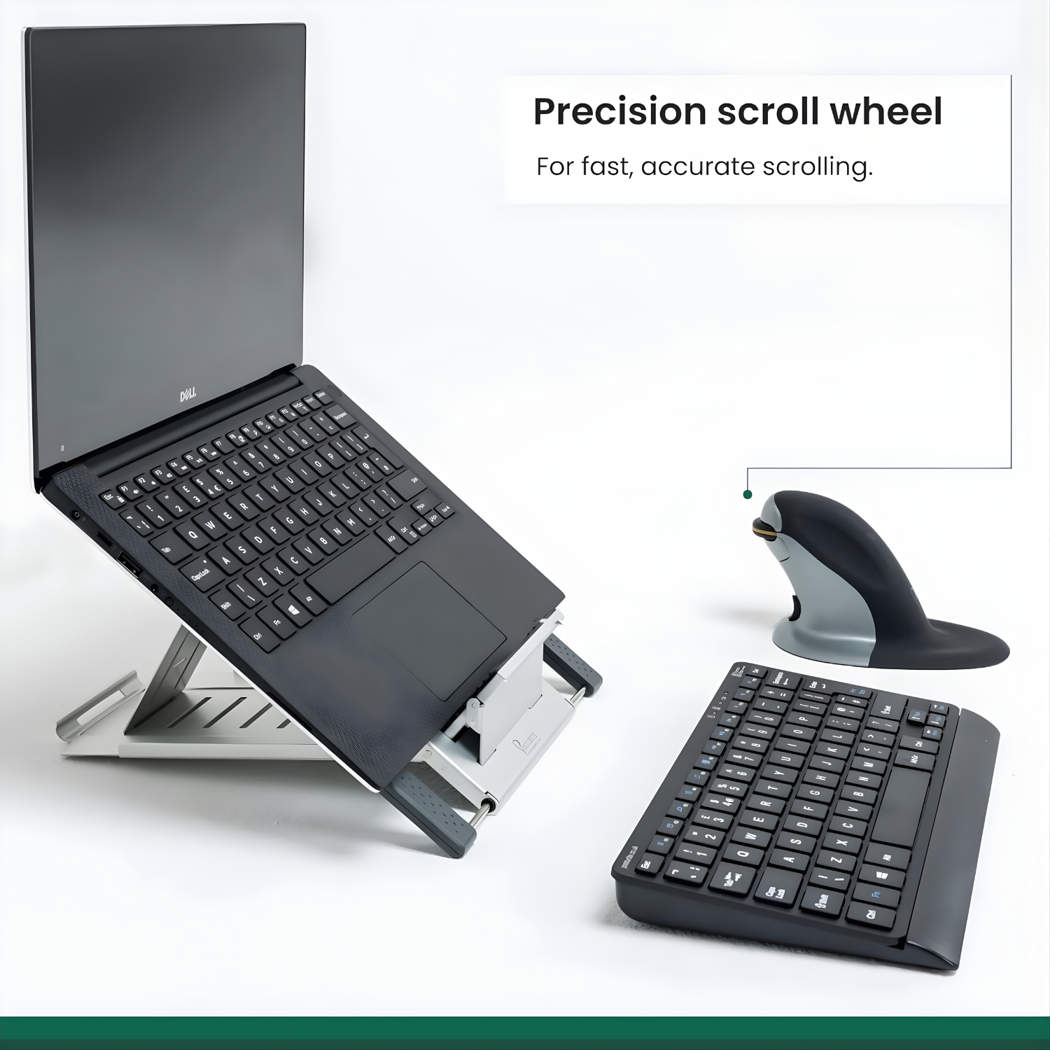 ماوس Posturite Penguin بتصميم عمودي مريح – سلكي USB، مناسب لليد اليمنى واليسرى، لتخفيف آلام RSI وتنميل اليد – حجم Medium (أسود/فضي)