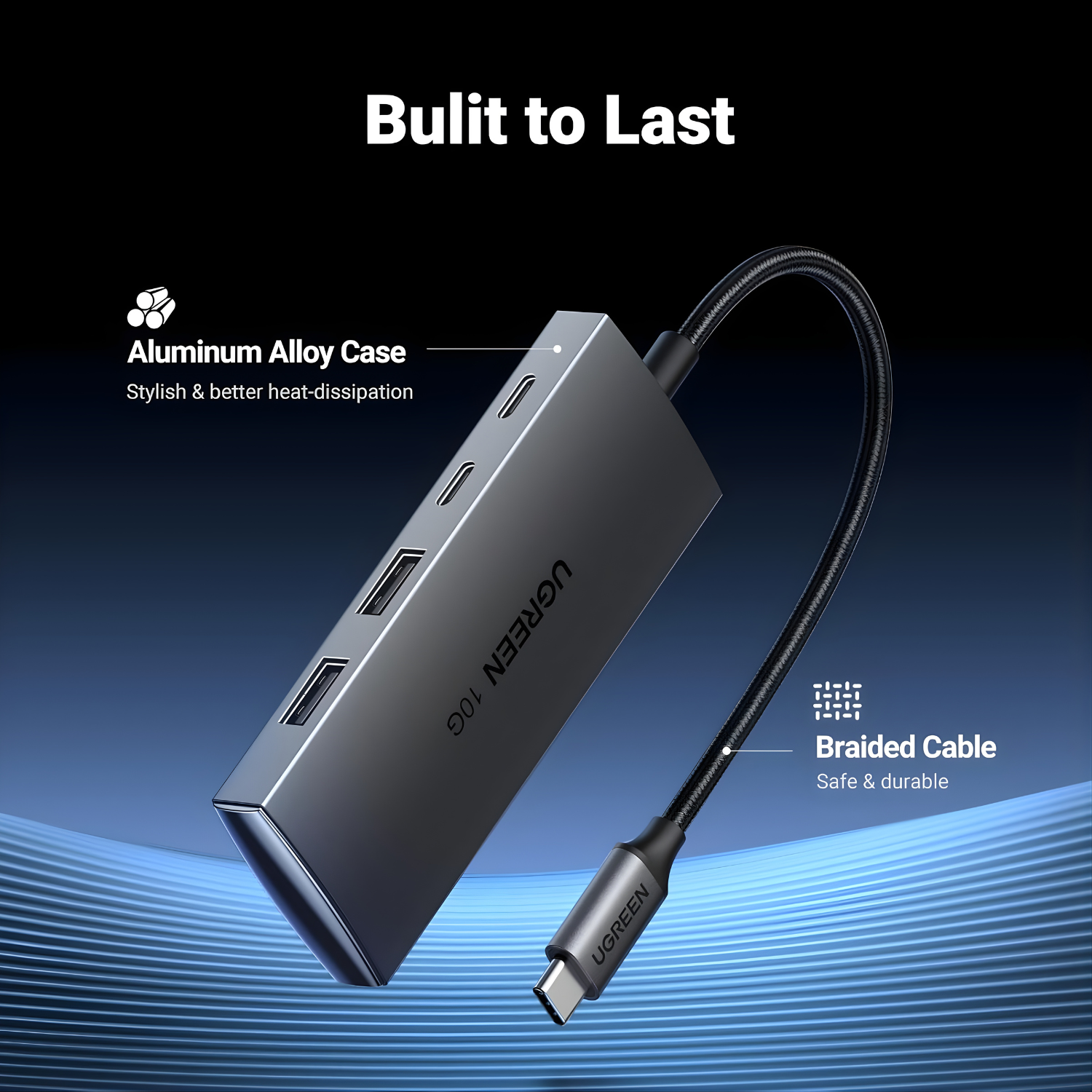 موزّع المنافذ UGREEN USB-C Hub بسرعة 10Gbps (4 منافذ – 2 USB-C + 2 USB-A)