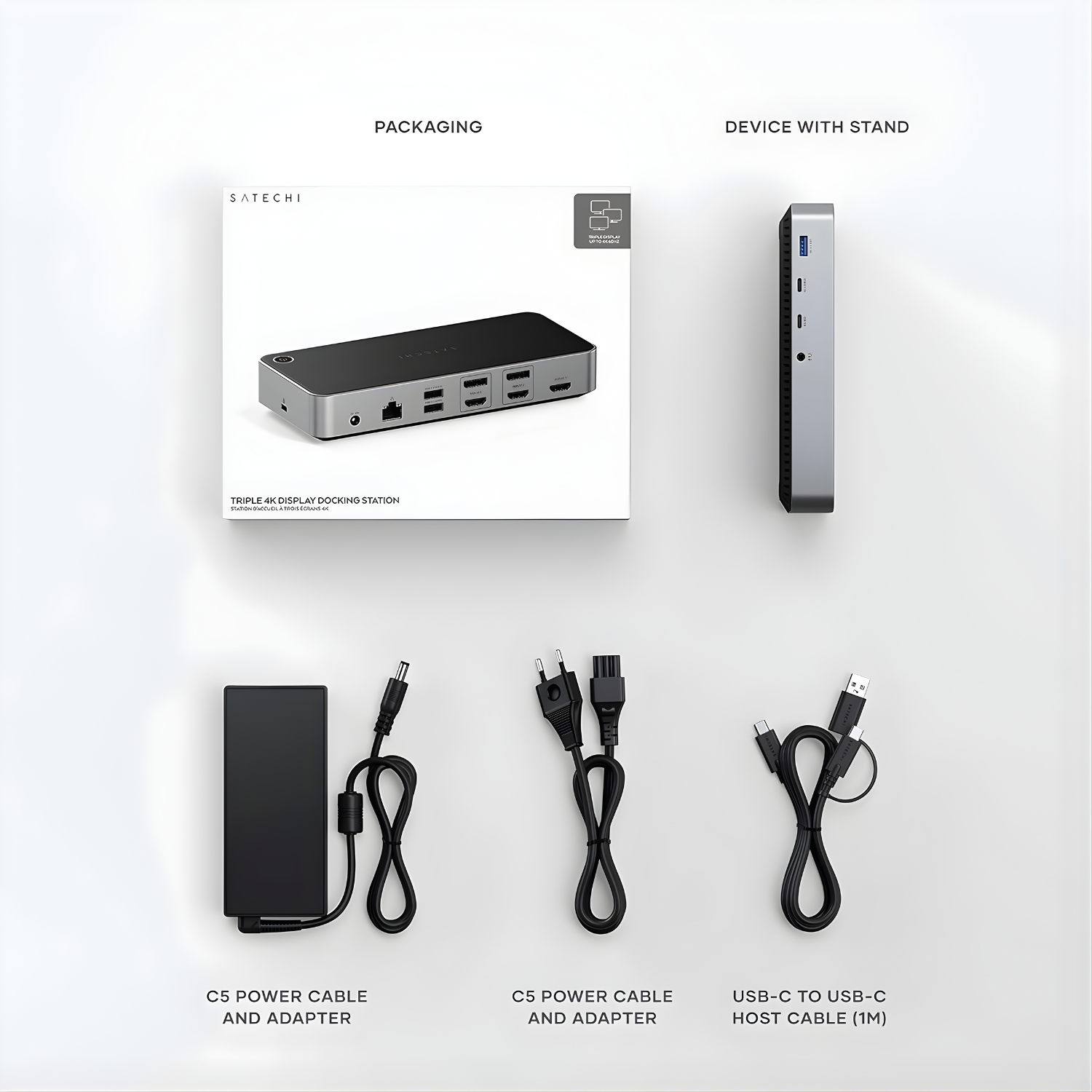 SATECHI Triple 4K Docking Station – قاعدة توسعة 13×1 لدعم ثلاث شاشات 4K مع 100W PD