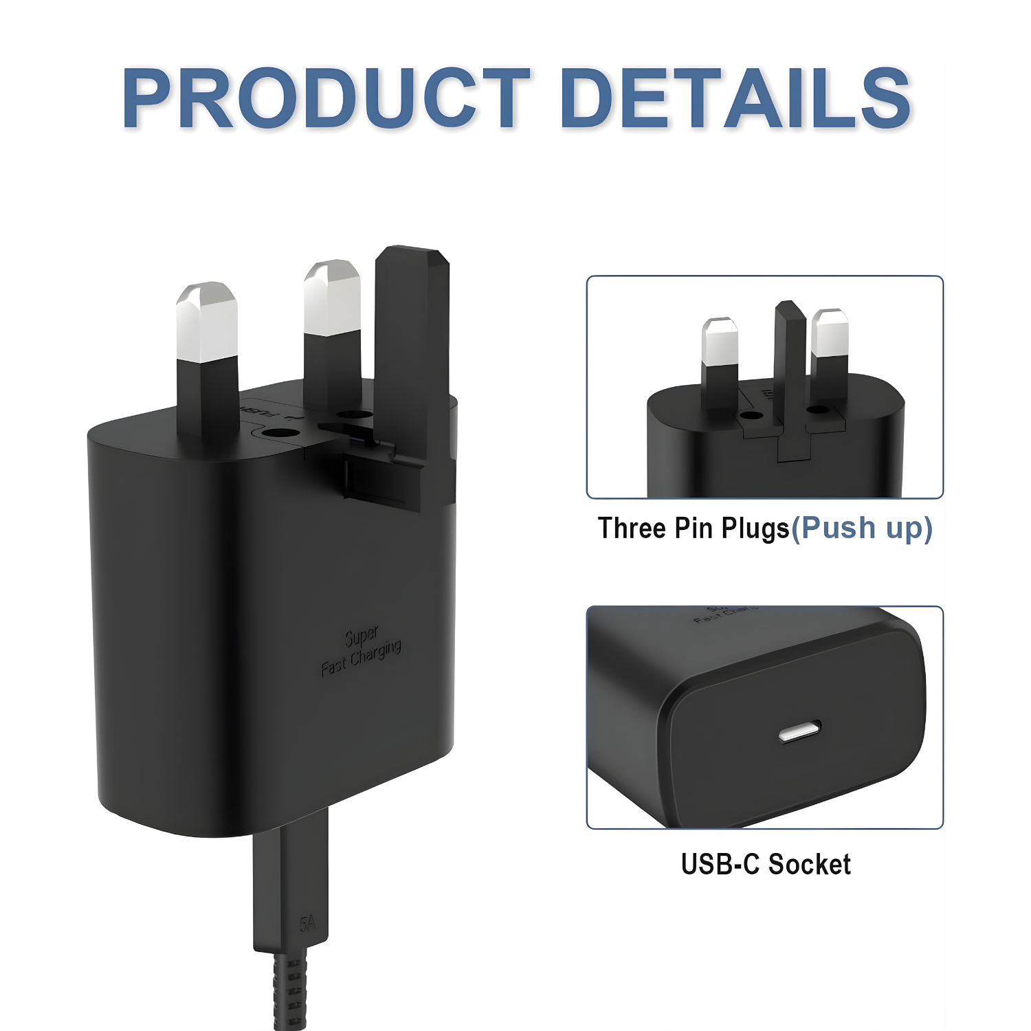 شاحن سريع 25W من GCSTNN – شحن فائق السرعة لأجهزة Samsung S25 Ultra / S24 / S23 / Z Fold / Z Flip مع كيبل Type-C بطول 2 متر – تقنية PPS و PD 3.0