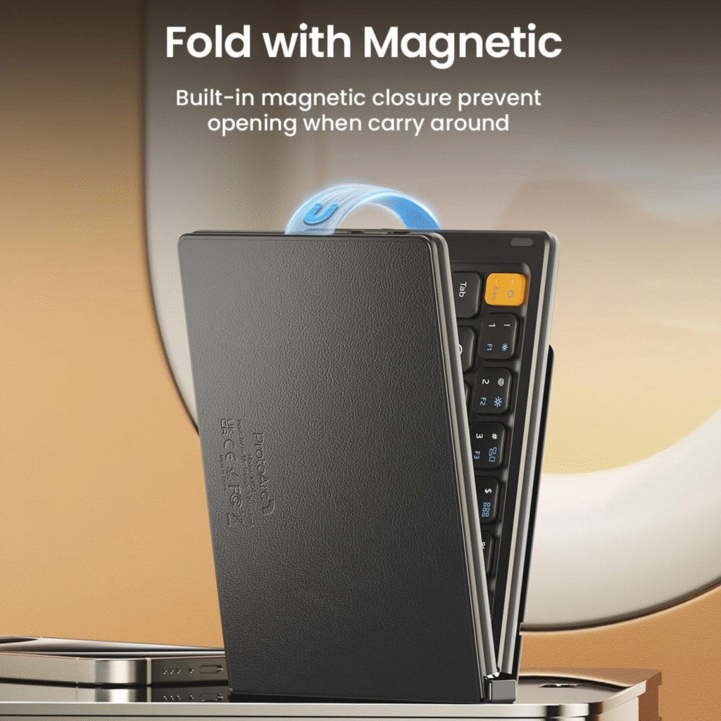 كيبورد محمول ProtoArc XK04 لوحة مفاتيح بروتو آرك قابلة للطي – صغيرة، محمولة، وعملية للسفر
