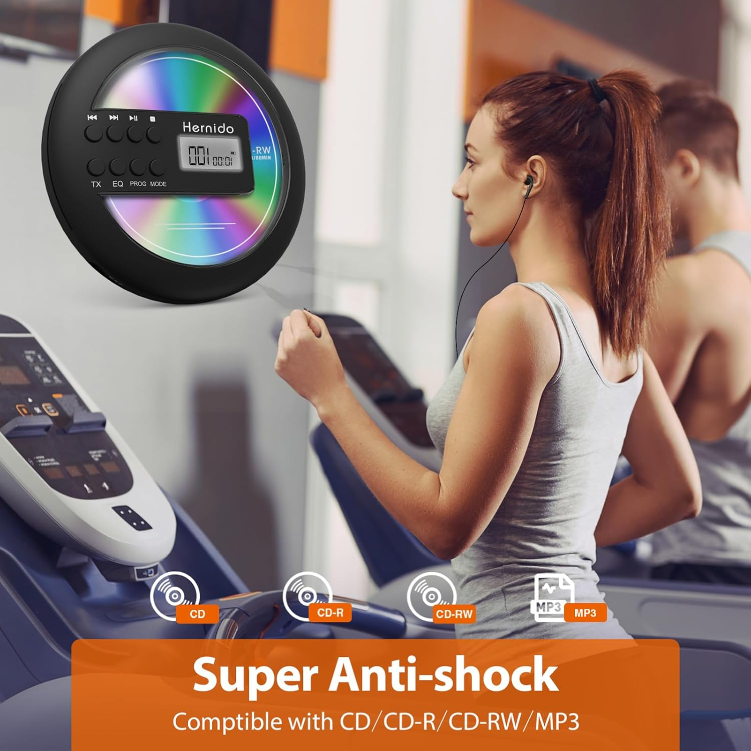 مشغّل CD محمول للسيارة تشغيل لاسلكي عبر FM أو AUX