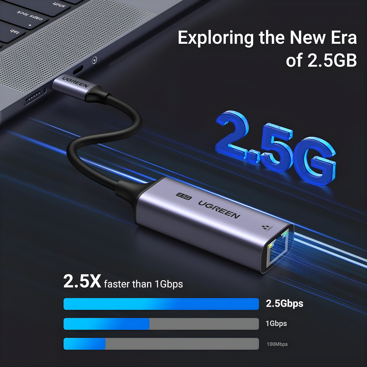 محول UGREEN USB-C إلى Ethernet بسرعة 2.5G