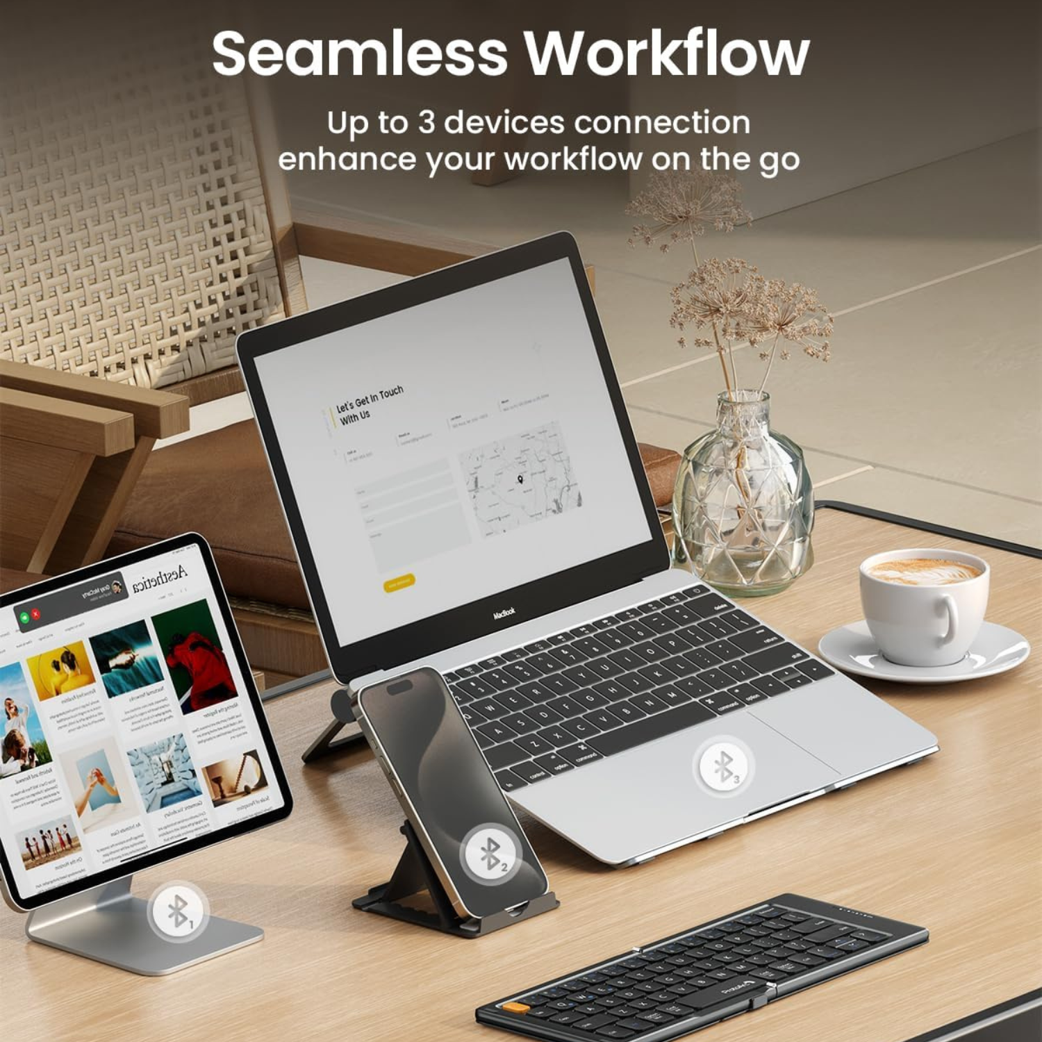 كيبورد محمول ProtoArc XK04 لوحة مفاتيح بروتو آرك قابلة للطي – صغيرة، محمولة، وعملية للسفر