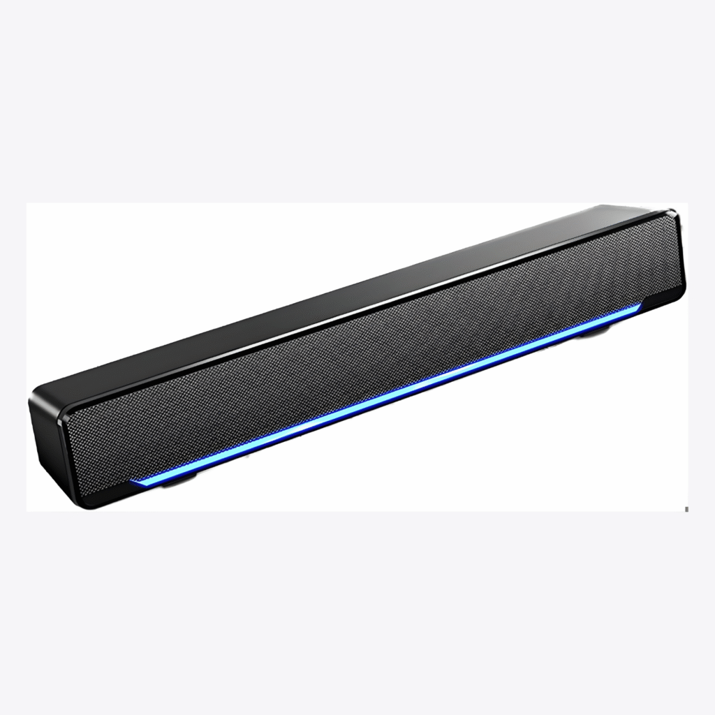 سبيكر كمبيوتر Sound Bar بصوت محيطي 3D – سلكي USB مع إضاءة LED ومكبرين قويين للابتوب والكمبيوتر