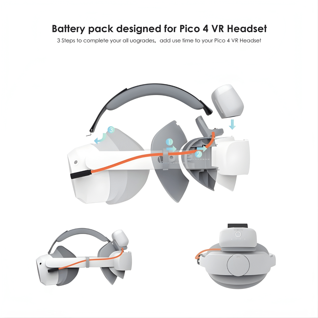 BOBOVR BD2-P4 – مجموعة ترقية البطارية المزدوجة متوافقة مع Pico 4 Pro VR Headset