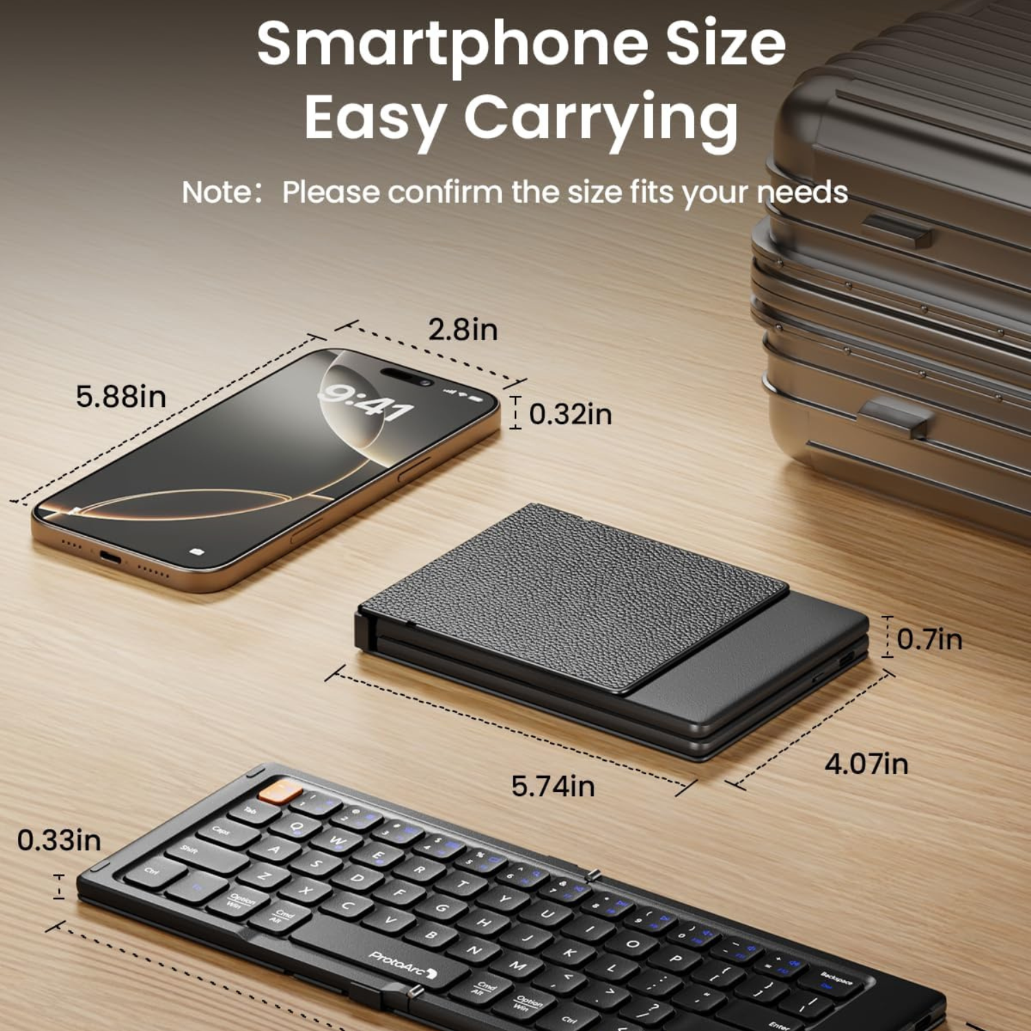 كيبورد محمول ProtoArc XK04 لوحة مفاتيح بروتو آرك قابلة للطي – صغيرة، محمولة، وعملية للسفر