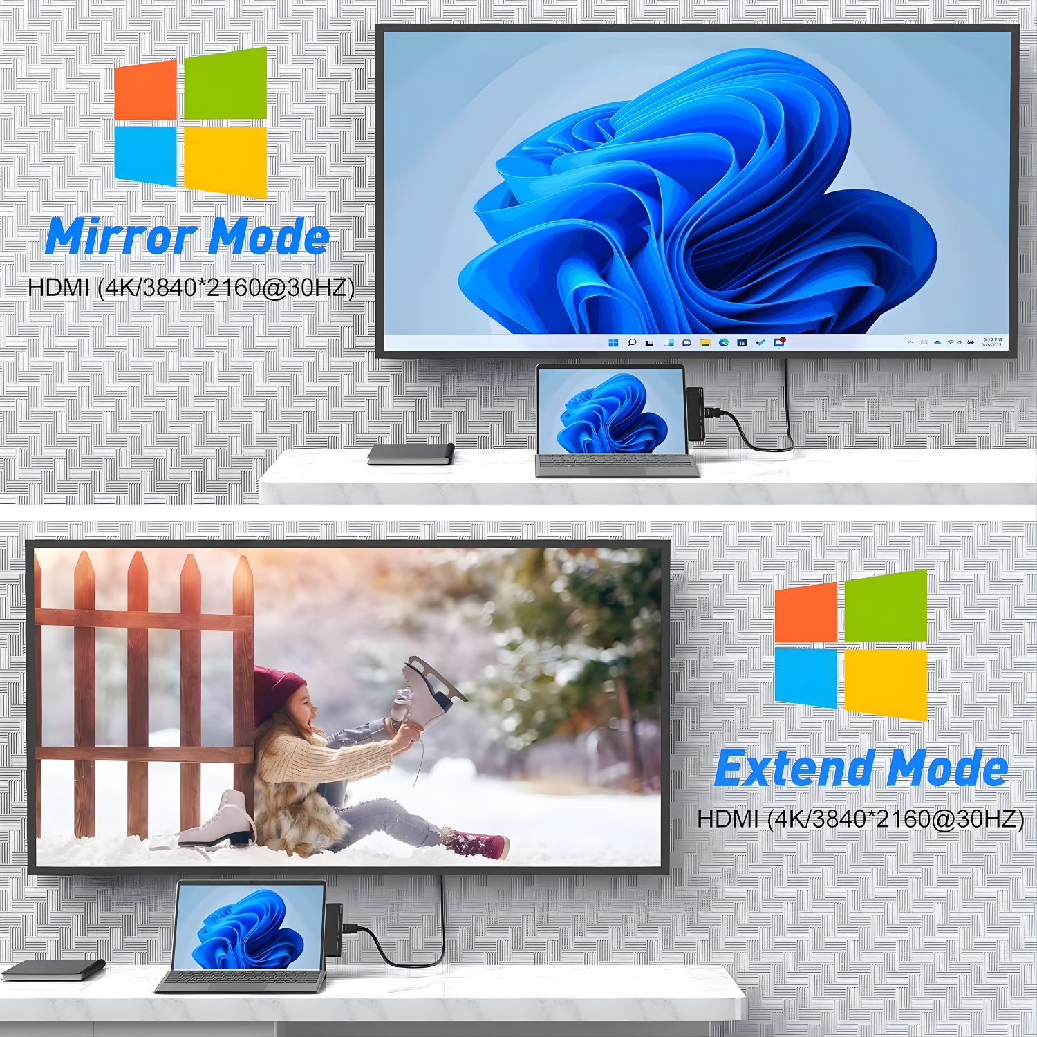 محطة توصيل Rocketek 8 في 1 لجهاز Microsoft Surface Pro 8 / Pro 9 / Pro X