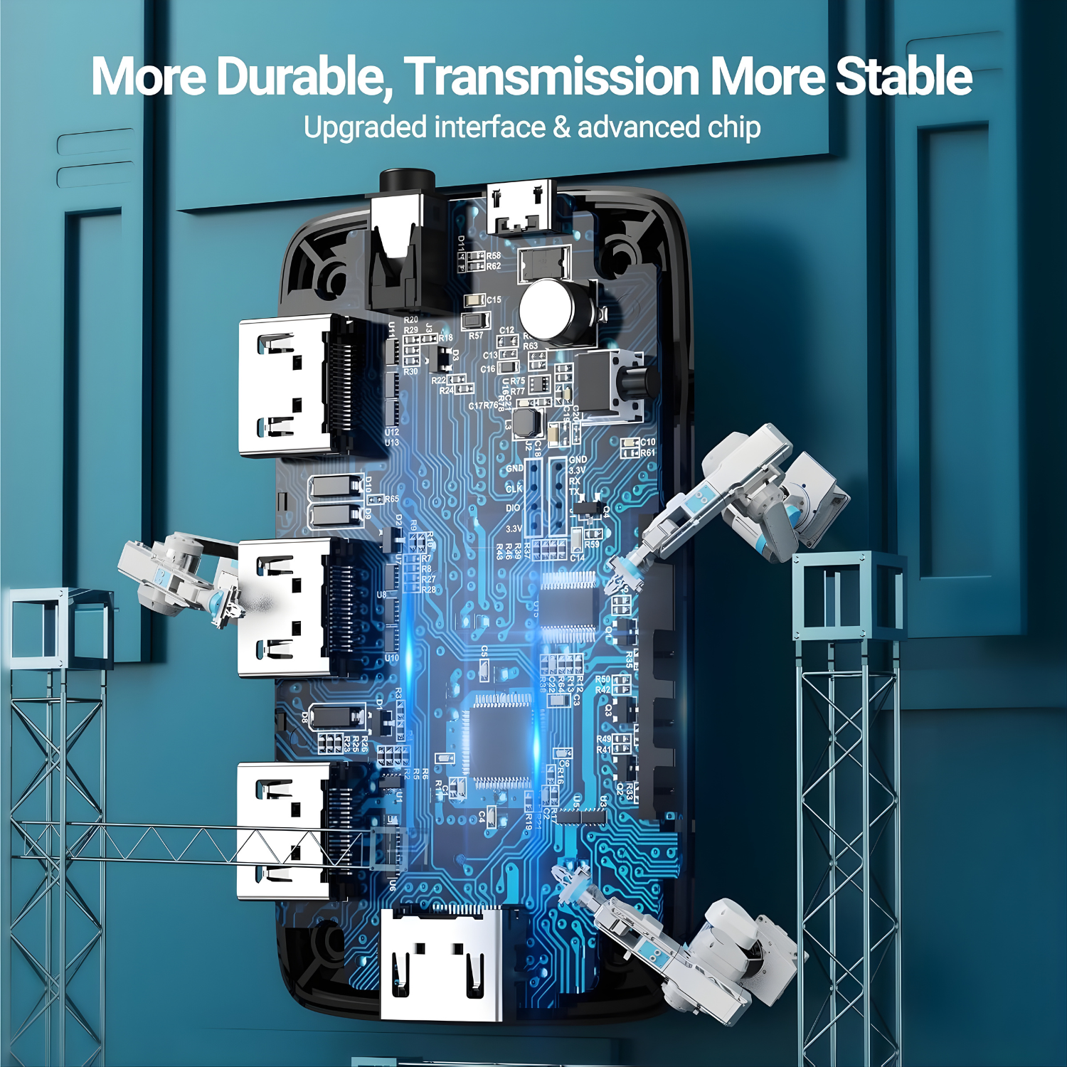 موزع HDMI بثلاثة مداخل إلى مخرج واحد بدقة 4K مع ريموت