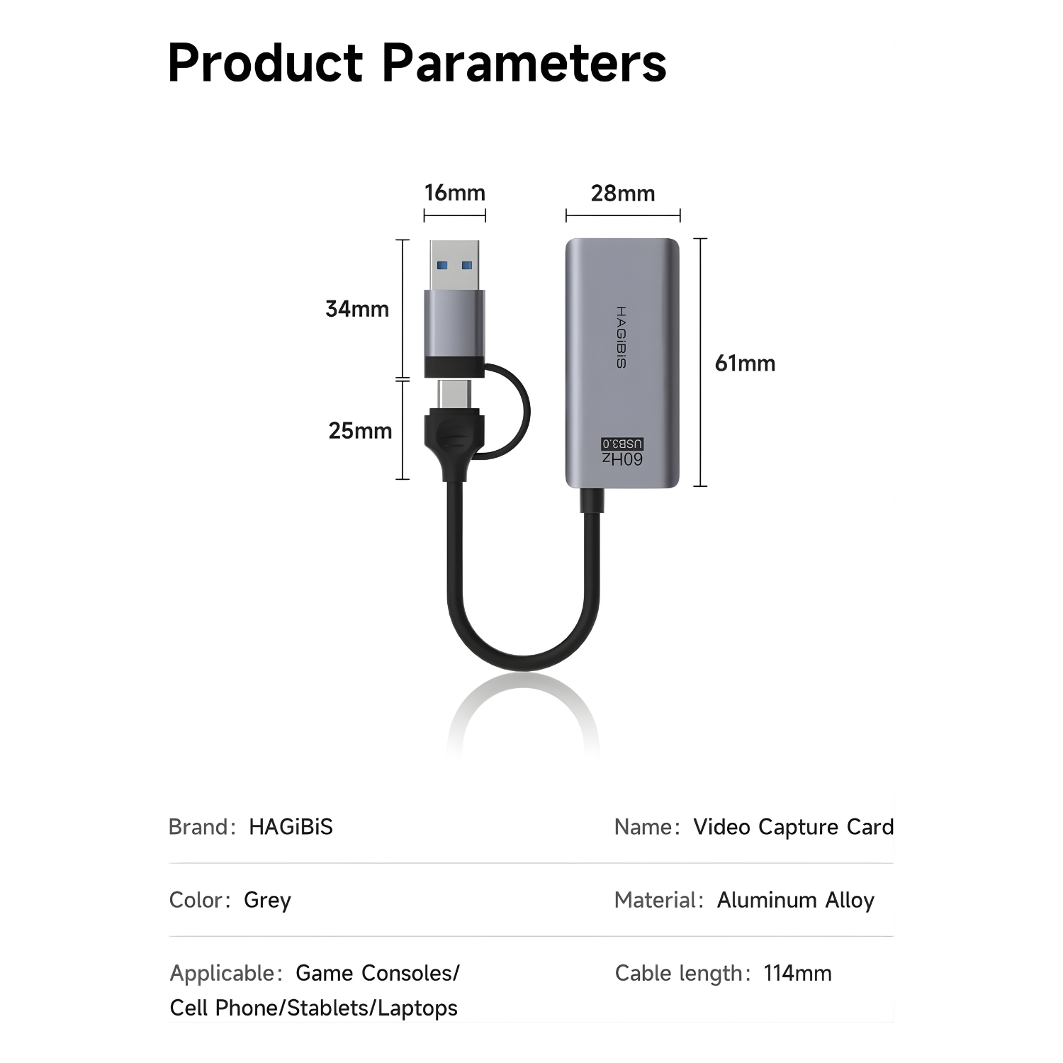 Hagibis HDMI to USB-C / USB 3.0 Video Capture Card – موديل UHC07P بطاقة التقاط فيديو لبث وتسجيل الألعاب بدقة 1080p – 60fps