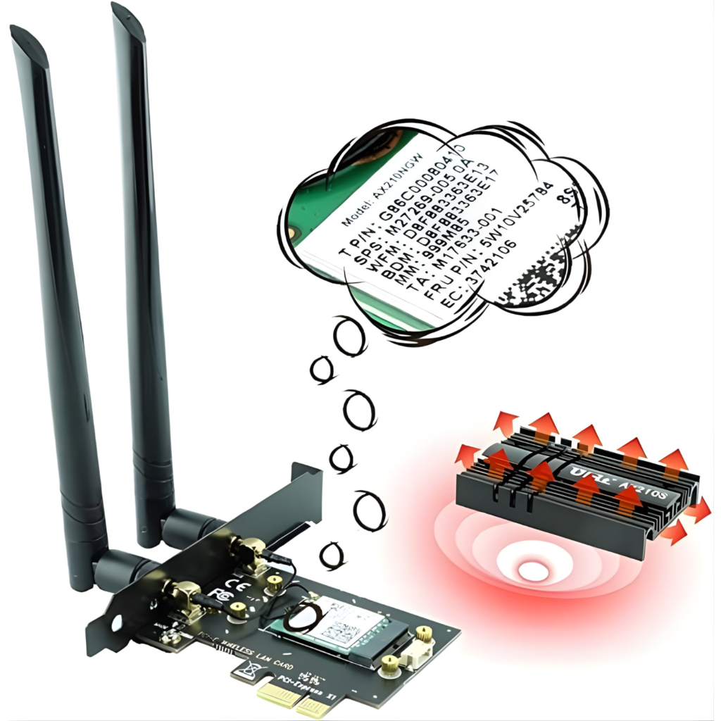 كرت شبكة Ubit AX210 WiFi 6E PCIe – ثلاثي النطاق حتى 5400Mbps مع Bluetooth 5.3