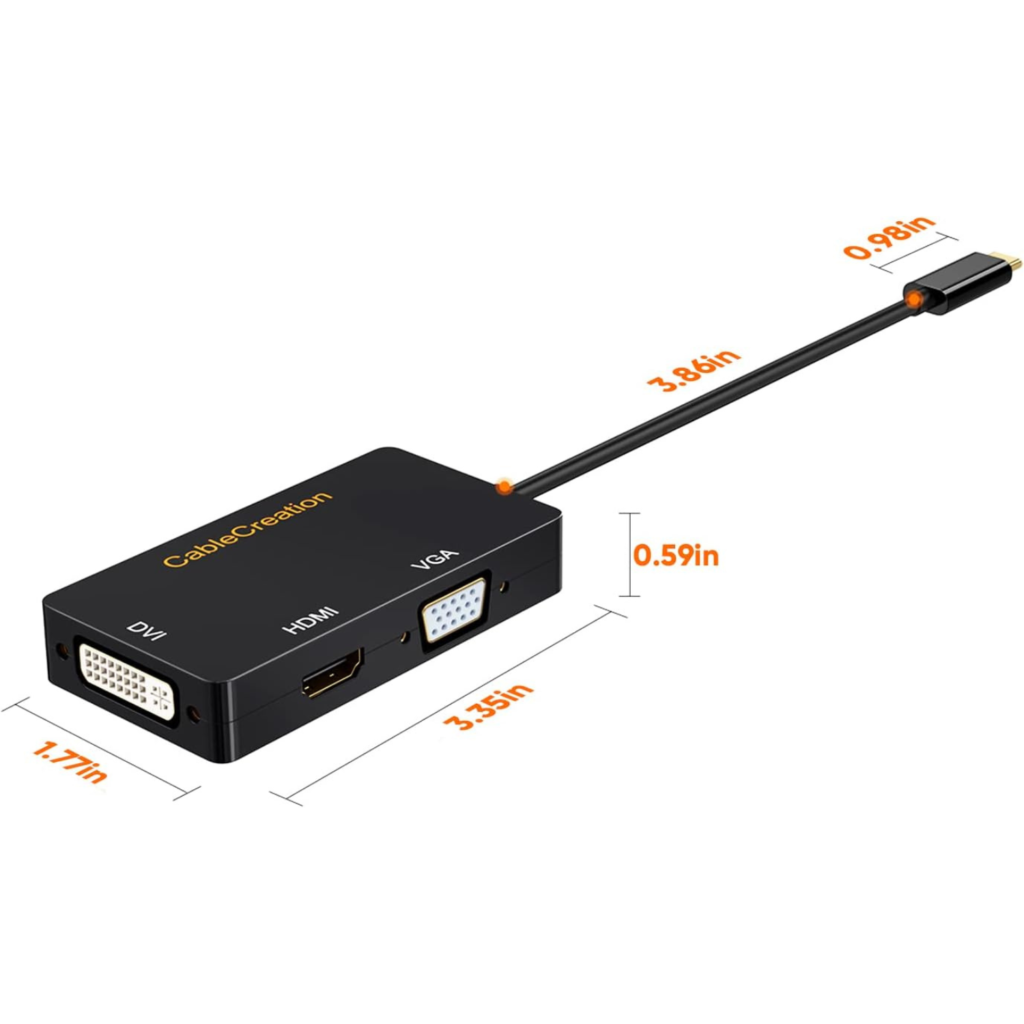 أدابتر  USB-Cمتعدد المنافذ 3-في-1 من CableCreation (HDMI + DVI + VGA)