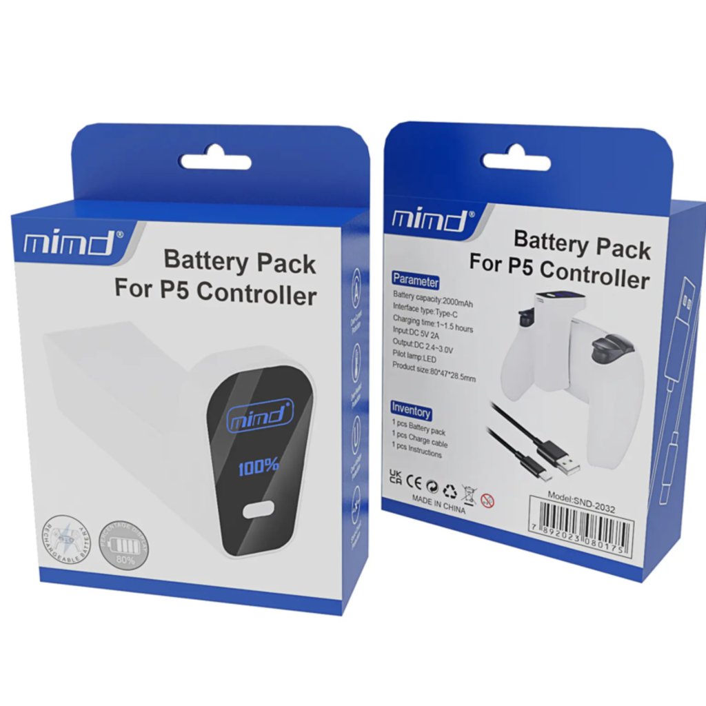 بطارية إضافية 2000mAh ليد تحكم PS5 اللاسلكي – شحن أسرع ولعب أطول