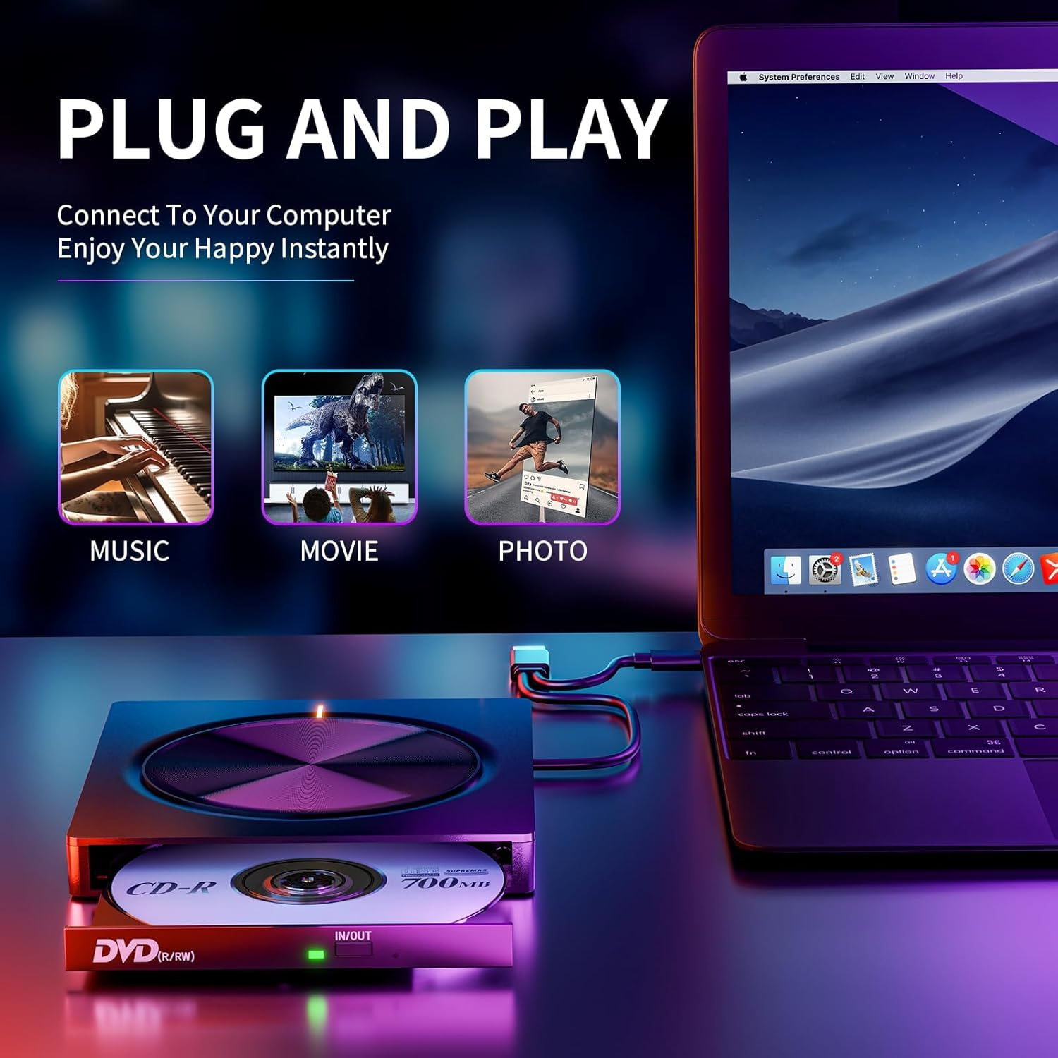 مشغل أقراص CD/DVD خارجي USB 3.0